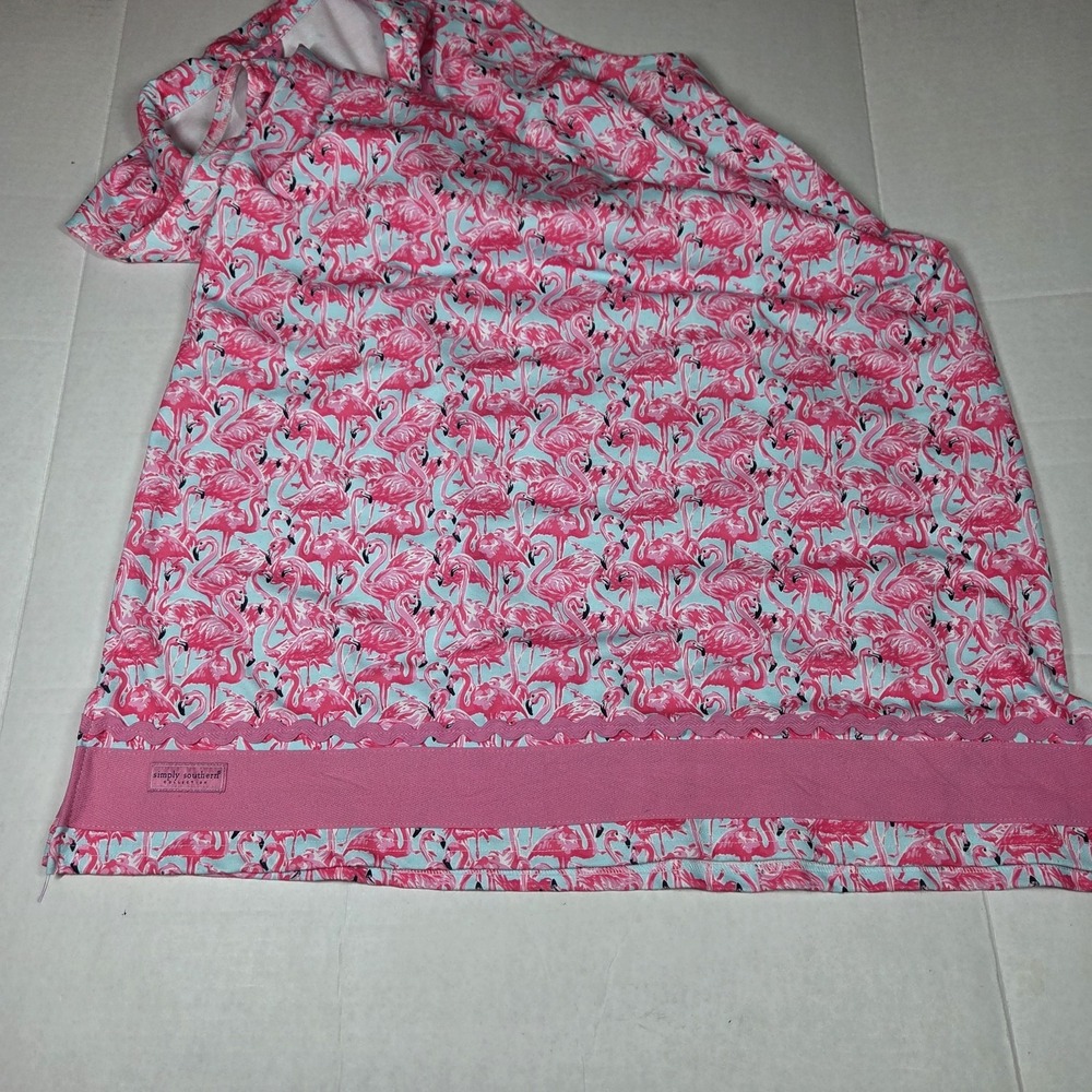Simply Southern XXL Pink Blue Flamingo Animal Print VNeck Sleeveless Tunic Dress - Picture 5 of 10